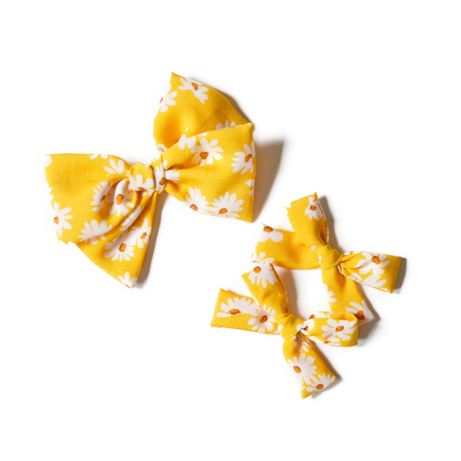 Yellow Floral Bow Set, Girls Headband, Girls Hair Bow Clip