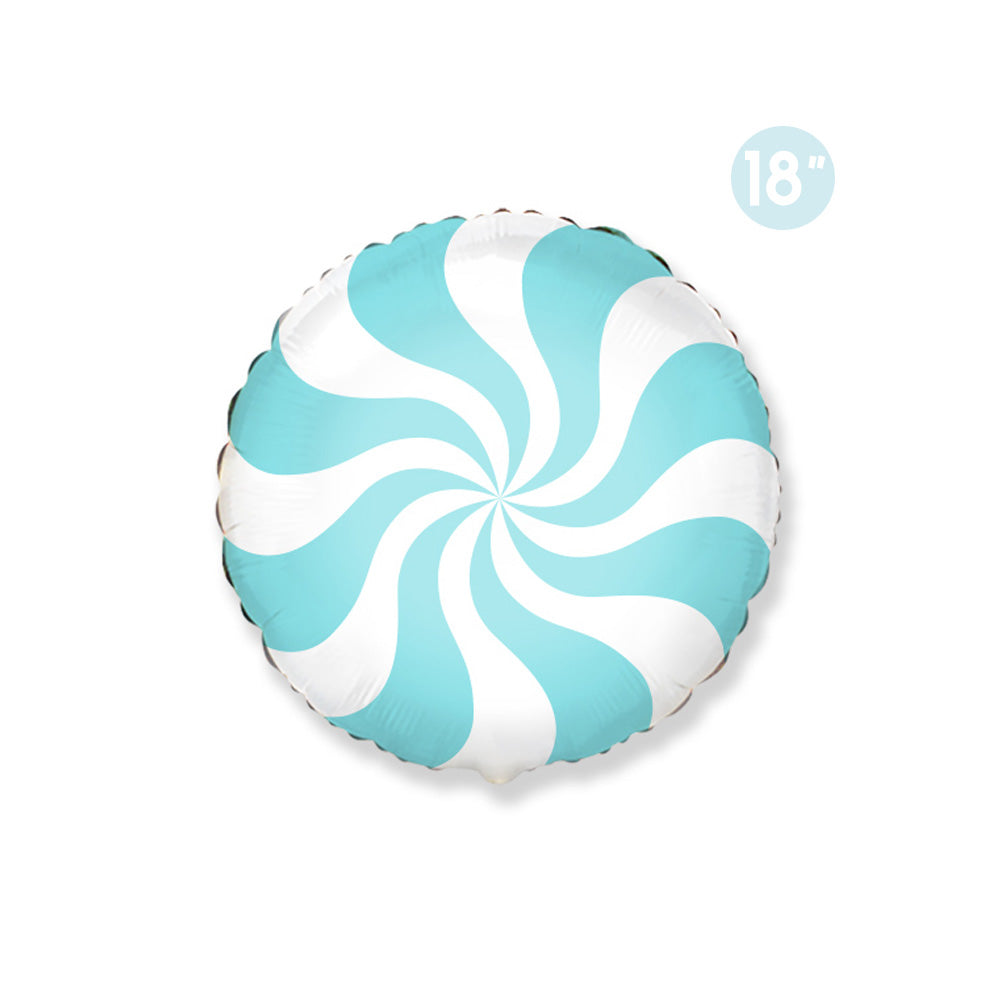 Pastel Blue Peppermint Swirl Foil Balloon 18", Blue Christmas Party Decoration, Candy Cane Peppermint Balloon Decor, Holiday Birthday Party