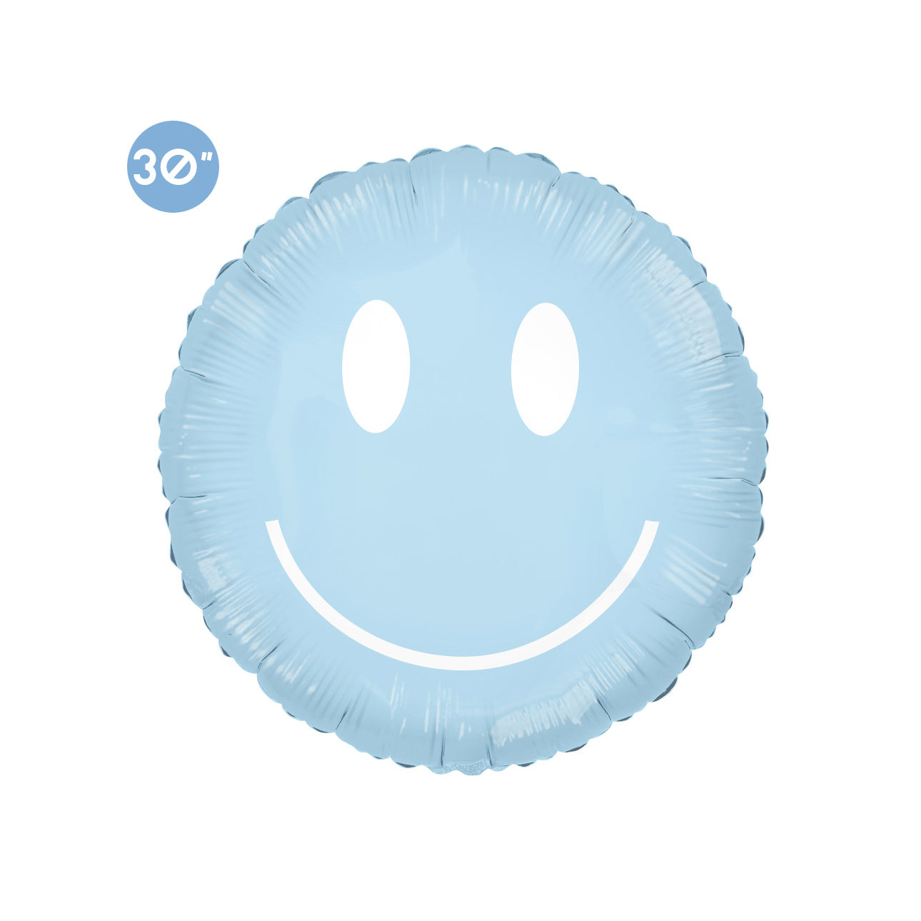 Pale Blue Groovy Smiley Face Foil Balloon 30" - Retro Funky Hippie Party Decor
