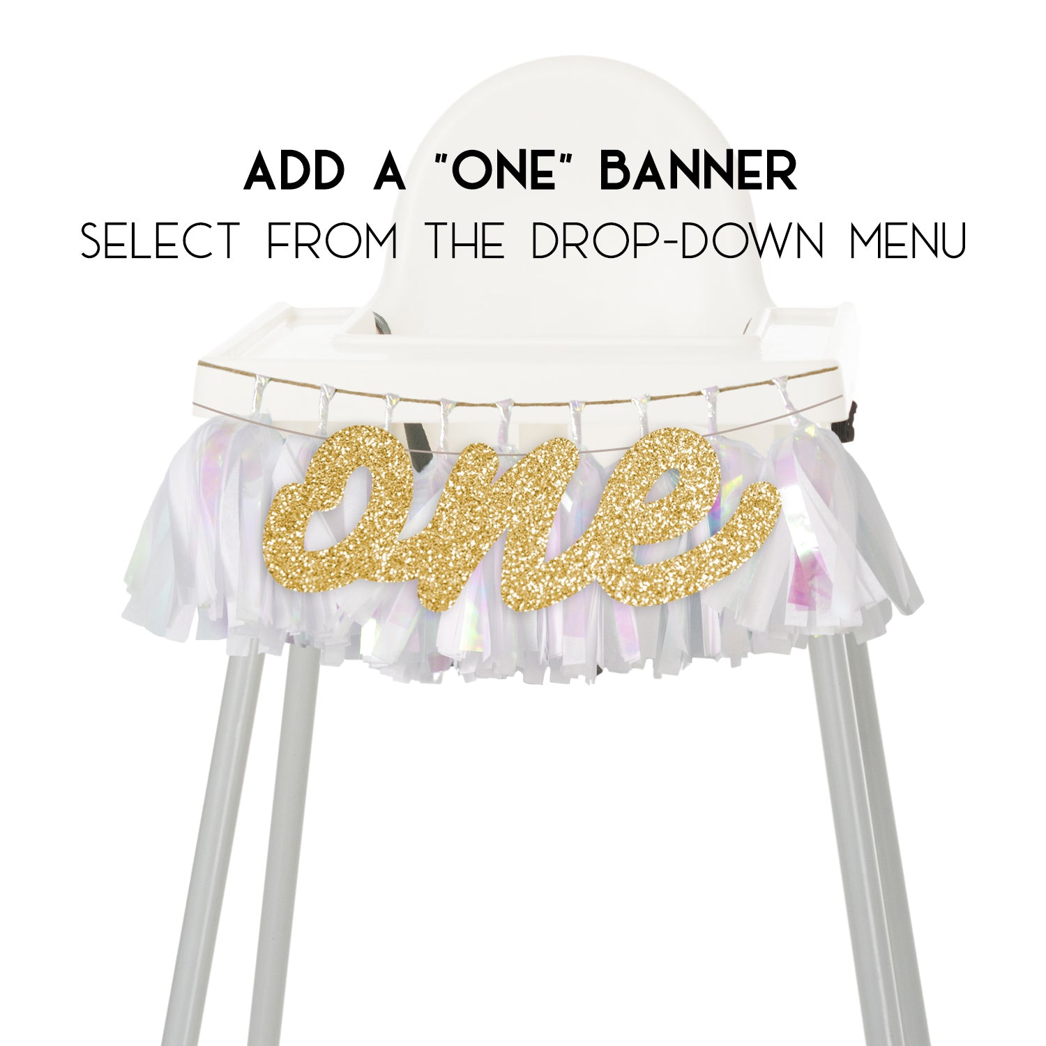 gold glitter cardstock and features a lovely script font. It is perfect for your little one's first birthday party and cake smash photos.