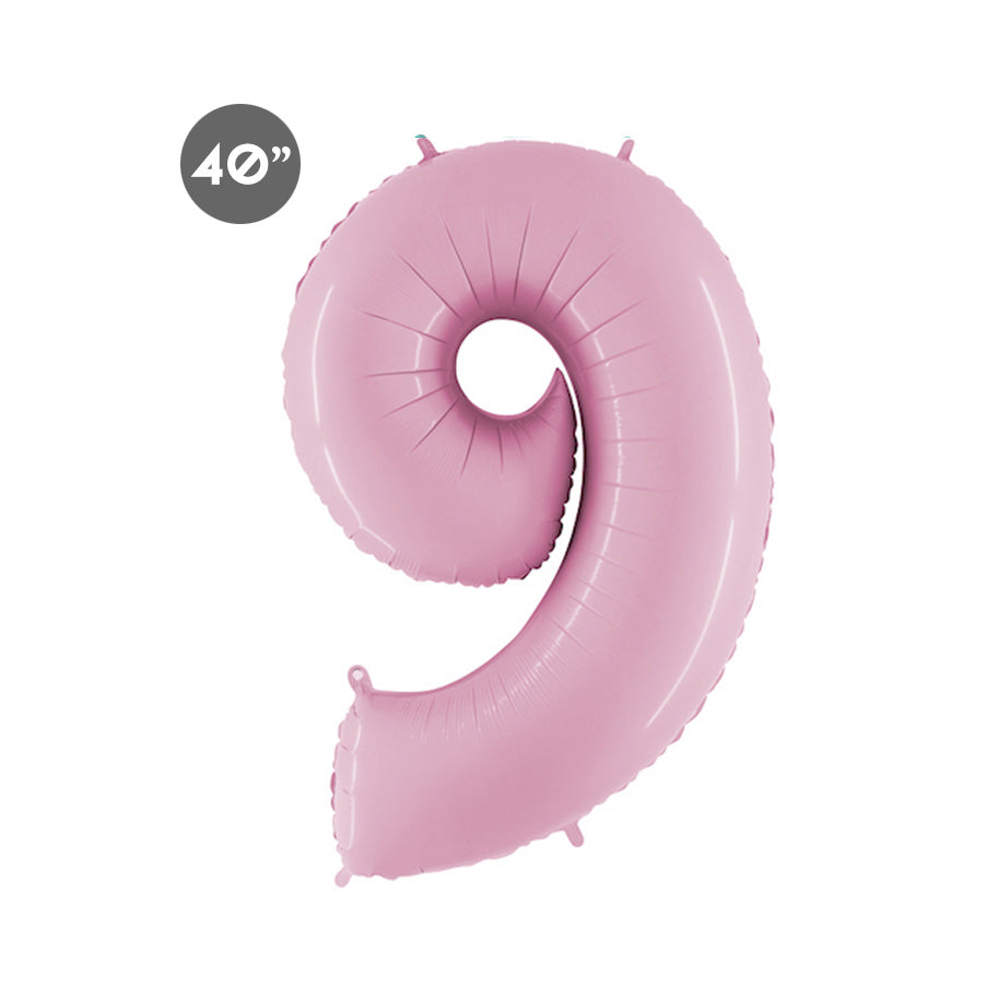 Jumbo Baby Pink Number 9 Foil Balloon - Girls 9th Birthday Number Balloon - Baby Girl 9 Months Photo Prop - Ninth Anniversary Celebration - GenWoo Shop