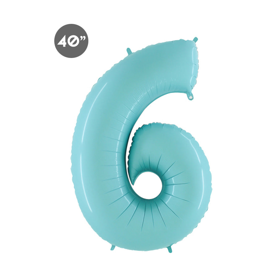 Jumbo Baby Blue Number 6 Foil Balloon - 6th Birthday Number Balloon - Baby Boy 6 Months Photo Prop - Sixth Anniversary Celebration - GenWoo Shop
