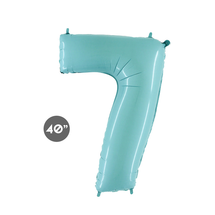 Jumbo Baby Blue Number 7 Foil Balloon - 7th Birthday Number Balloon - Baby Boy 7 Months Photo Prop - Seventh Anniversary Celebration