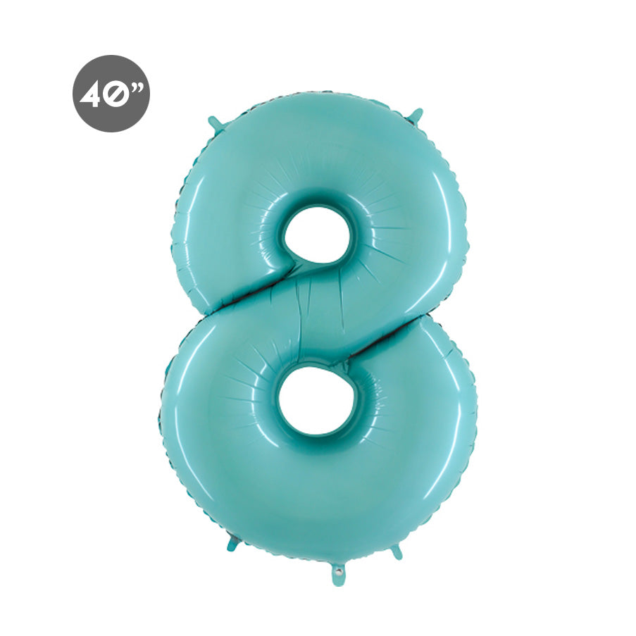 Jumbo Baby Blue Number 8 Foil Balloon - 8th Birthday Number Balloon - Baby Boy 8 Months Photo Prop - Eighth Anniversary Celebration - GenWoo Shop