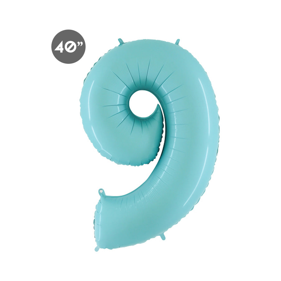 Jumbo Baby Blue Number 9 Foil Balloon - 9th Birthday Number Balloon - Baby Boy 9 Months Photo Prop - Ninth Anniversary Celebration - GenWoo Shop