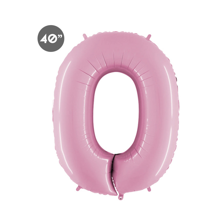 Jumbo Baby Pink Number 0 Foil Balloon - Girls milestone birthday parties or anniversaries number balloons