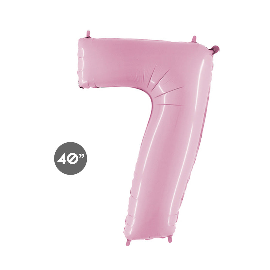 Jumbo Baby Pink Number 7 Foil Balloon - Girls 7th Birthday Number Balloon - Baby Girl 7 Months Photo Prop - Seventh Anniversary Celebration