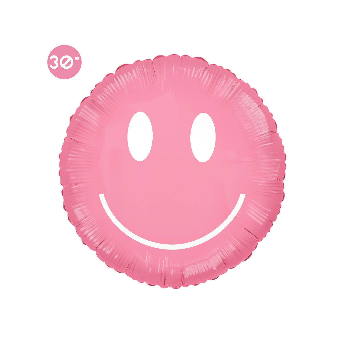 Rose Pink Groovy Smiley Face Foil Balloon 30" - Retro 70s Funky Hippie Party Decor