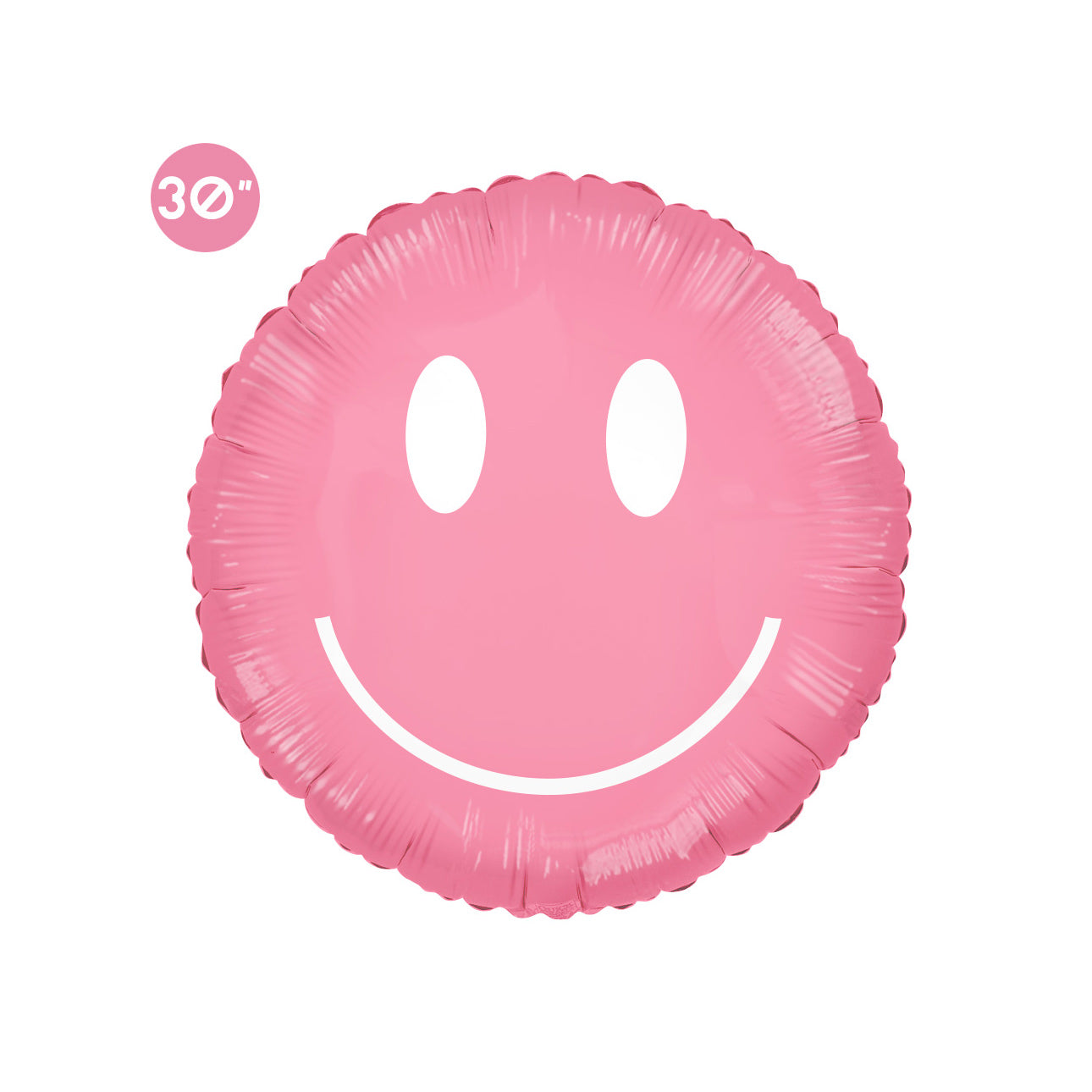 Rose Pink Groovy Smiley Face Foil Balloon 30" - Retro 70s Funky Hippie Party Decor