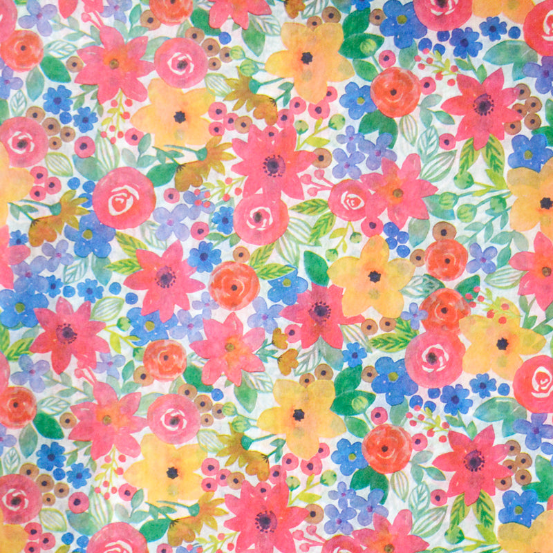 Watercolor Summer Flowers Tissue Paper - Floral Pattern Gift Wrapping, Paper Craft Supplies