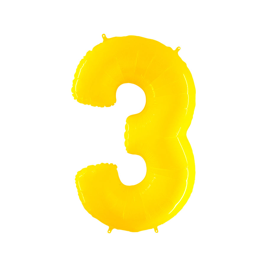 40-inch Jumbo Yellow Number 3 Foil Balloon