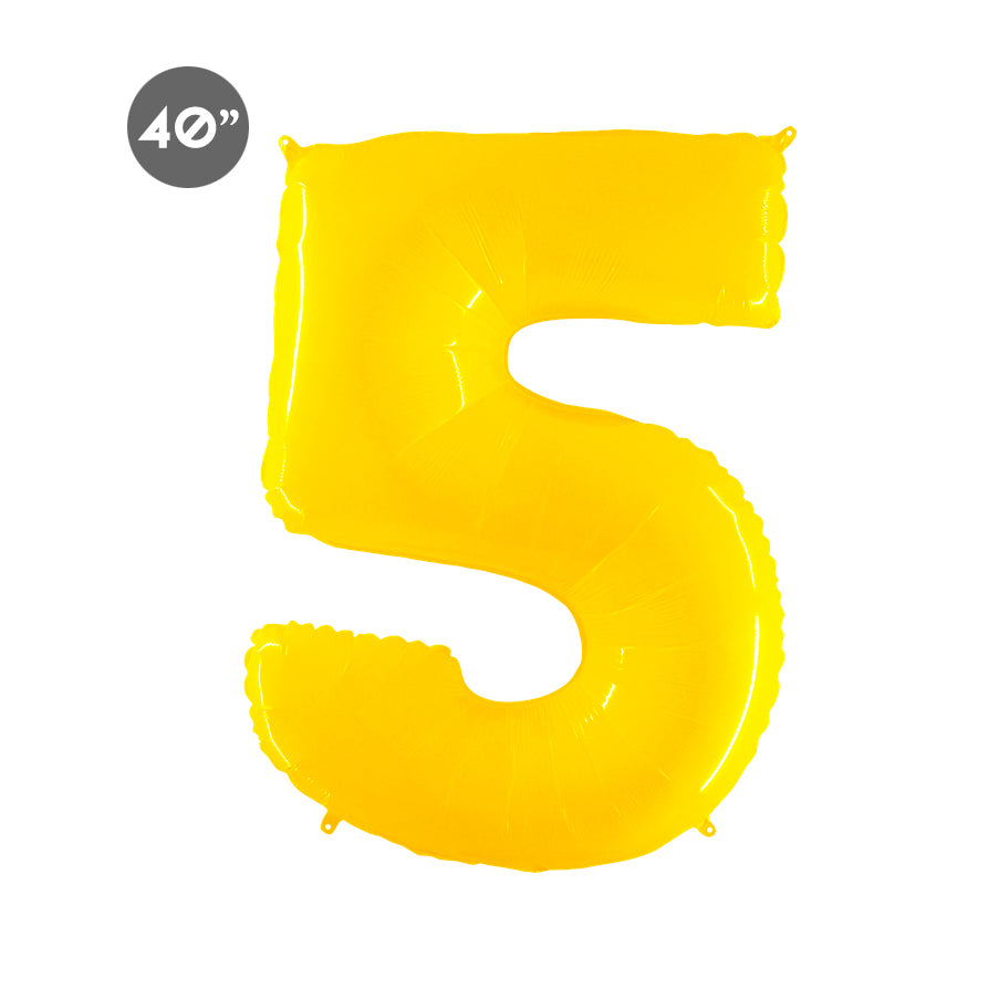 40-inch Jumbo Yellow Number 5 Foil Balloon